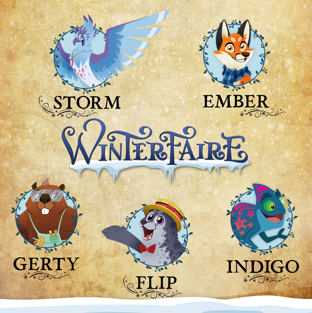 WinterFaire logo and the WinterFaire characters